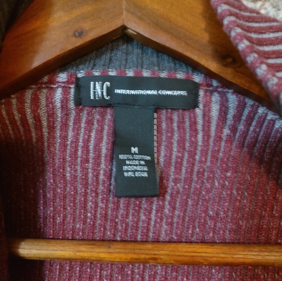 INC International Concepts Men's Zip up Sweater Medium M Dark red and Gray - Picture 5 of 6